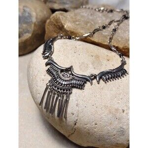 Egyptian style Silver tone Tassel Necklace